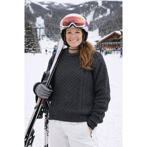 Aran Crafts Ireland Women's Grey 100% Merino Wool Cable Knit Sweater XXL